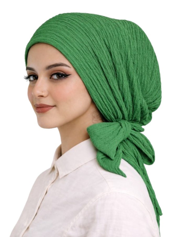 Women's Pleated Turban - Comfortable, Sweat-Wicking Fabric - Green - Image 1